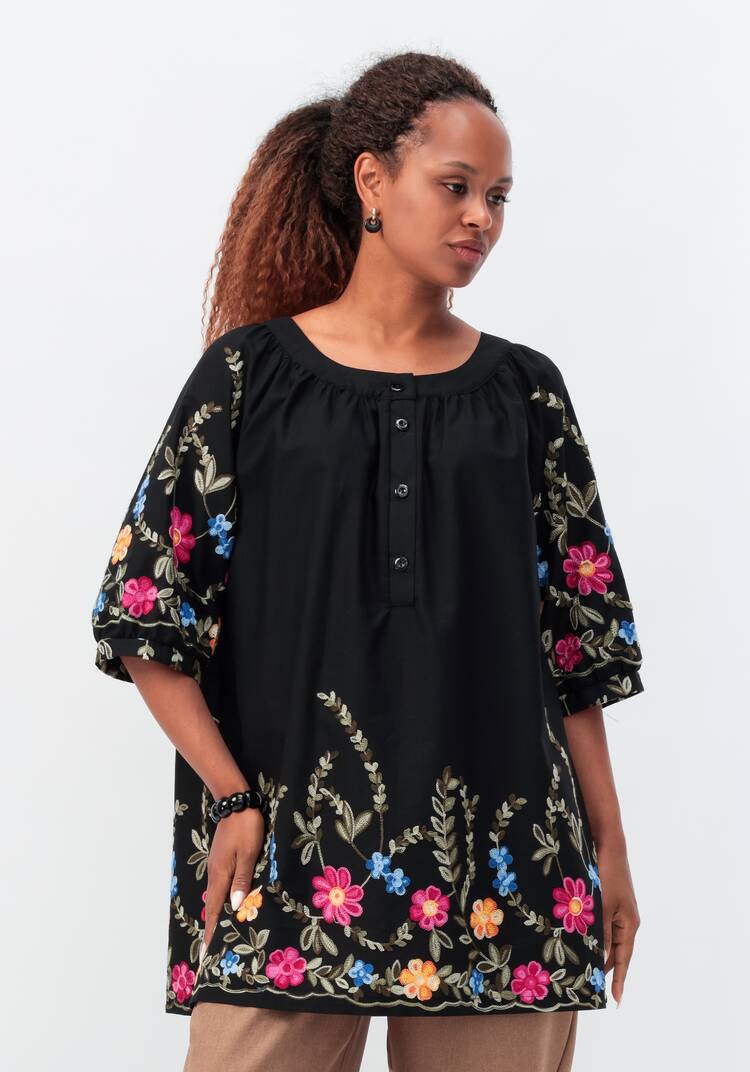 Блуза с цветочной вышивкой и рукавом реглан шир.  750, рис. 27