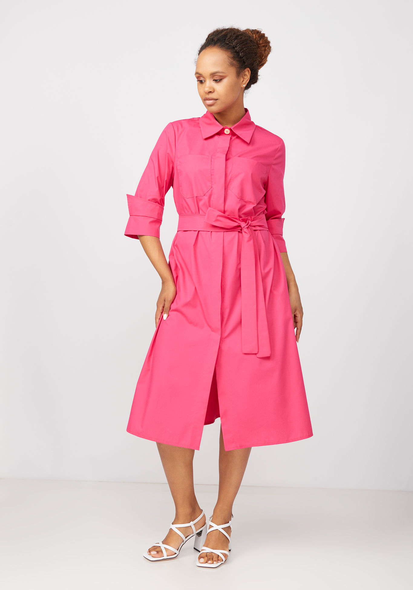 Платье-рубашка с поясом Bianka Modeno, цвет розовый, размер 52 - фото 6