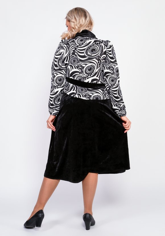 Платье комбинированное с декором из камней шир.  580, рис. 2