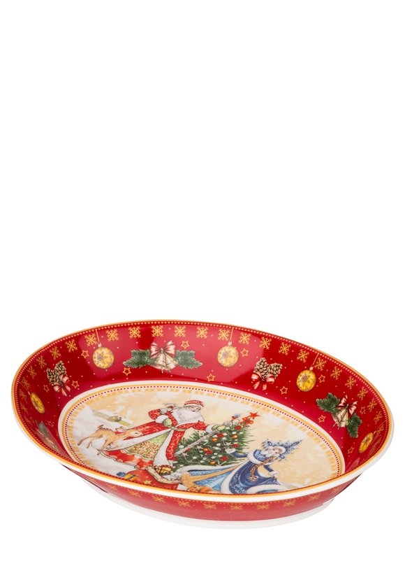 Блюдо овальное Дед Мороз и Снегурочка шир.  580, рис. 2