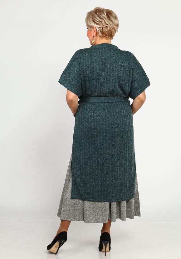 Кардиган с карманами и поясом удлиненный шир.  580, рис. 8