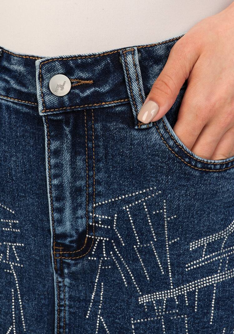 Юбка джинсовая со стразами шир.  750, рис. 5