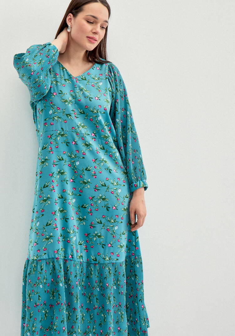 Платье с плиссировкой в цветочный принт шир.  750, рис. 12