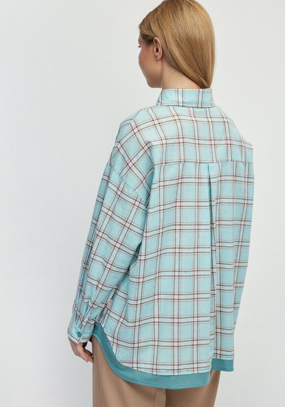 Рубашка в клетку с комбинацией трикотажа шир.  580, рис. 3