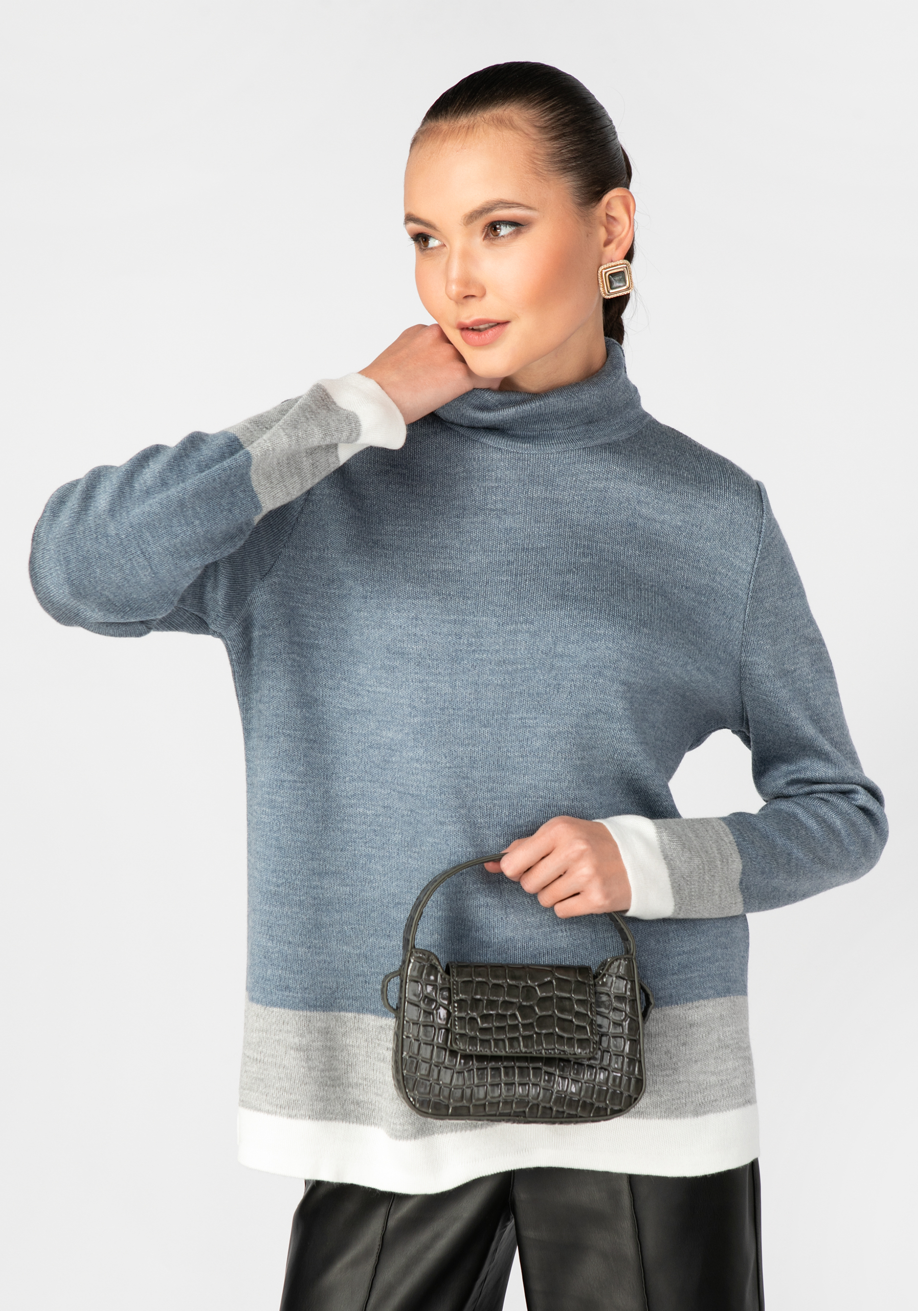 Свитер женский с контрастными полосами triol свитер свитер для собак помпончики xs темно серый