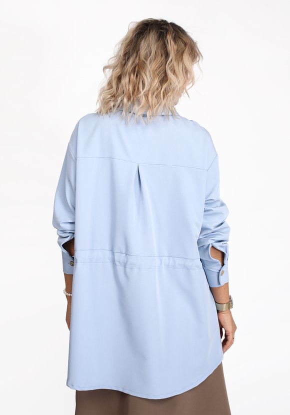 Блуза однотонная с кулиской на талии шир.  580, рис. 7