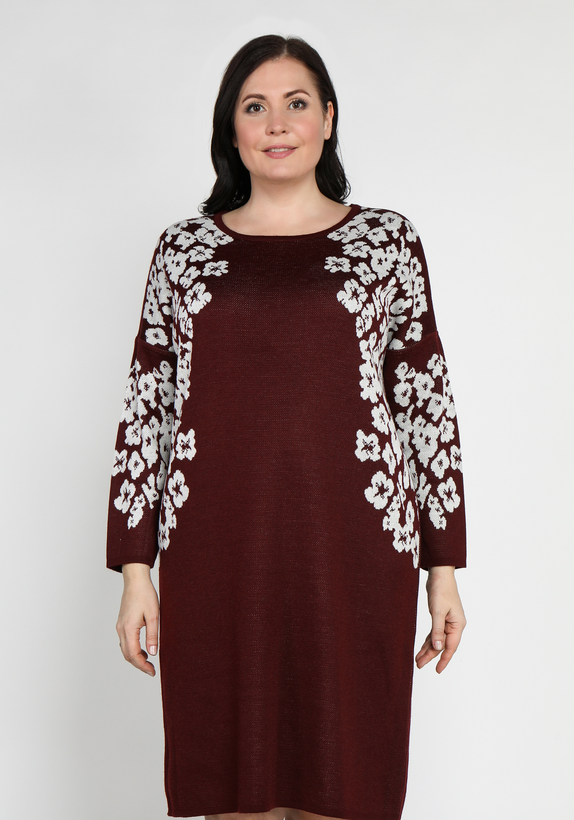 Платье с круглым вырезом и цветочным рисунком Vivawool, размер 48 - фото 1