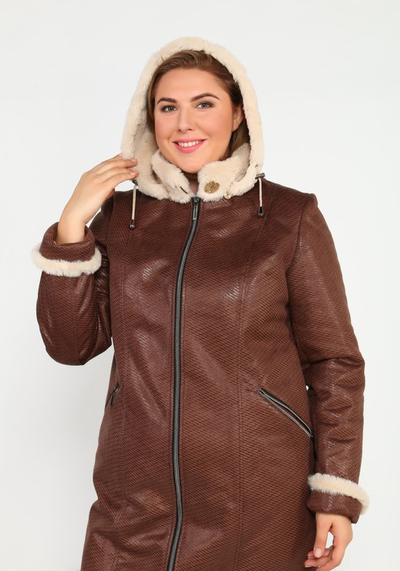 Дубленка на молнии с капюшоном и карманами шир.  580, рис. 9