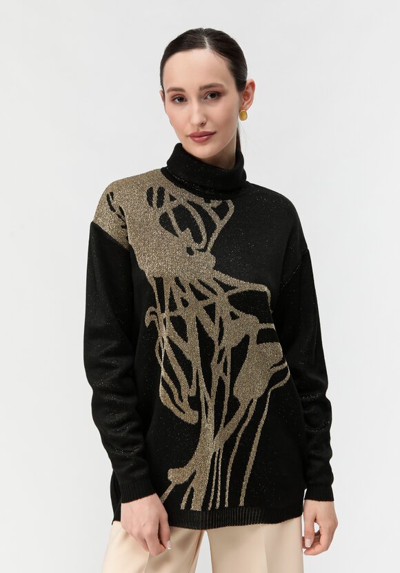 Туника женская с абстракцией и высоким горлом шир.  580, рис. 22