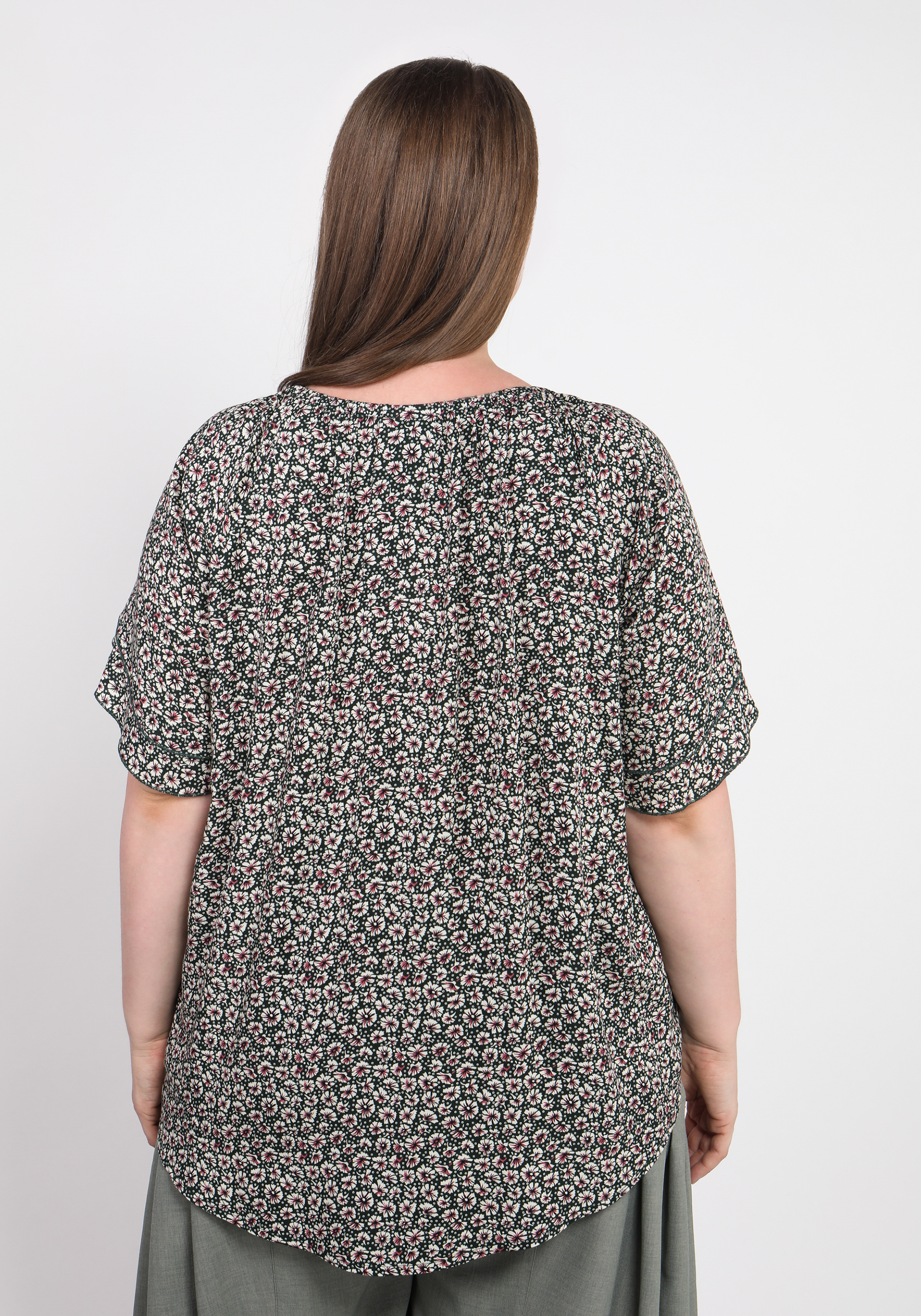 Блуза "Нежность лепестков" GalaGrosso, размер 50, цвет зелёный - фото 7