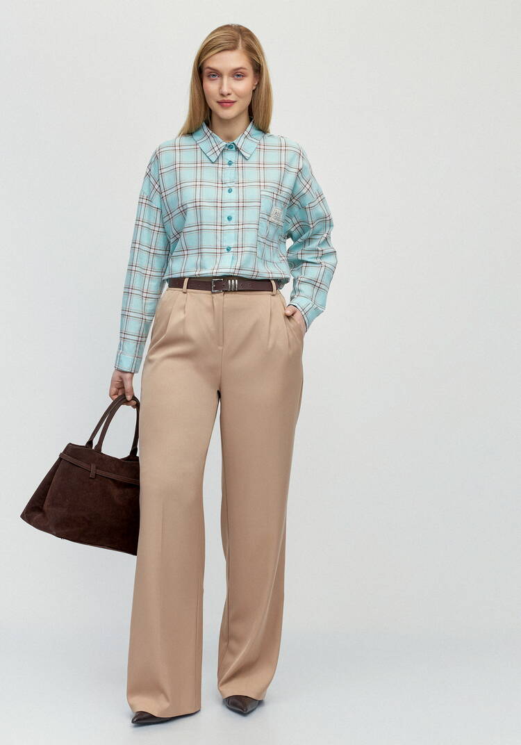 Рубашка в клетку с комбинацией трикотажа шир.  750, рис. 2