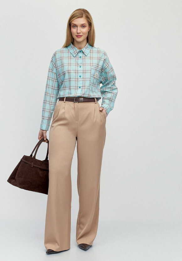 Рубашка в клетку с комбинацией трикотажа шир.  580, рис. 2