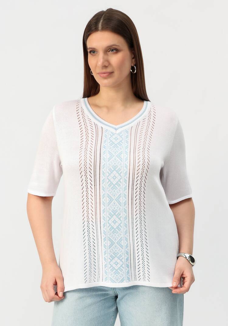 Пуловер с узором на передней полочке шир.  750, рис. 24