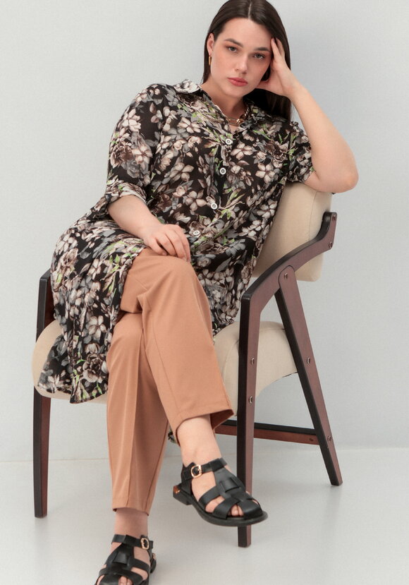 Рубашка удлинённая с цветочным принтом шир.  580, рис. 8