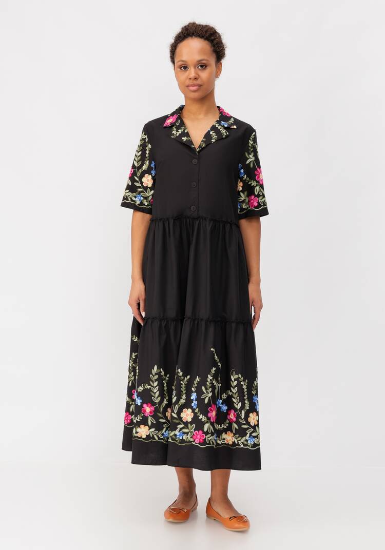 Платье ярусное с цветочной вышивкой шир.  750, рис. 4