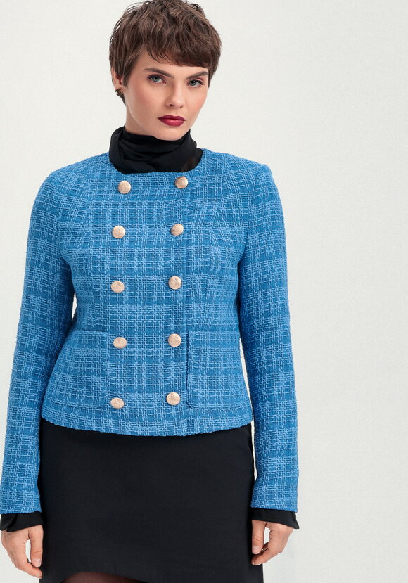 Пиджак двубортный твидовый шир.  580, рис. 12