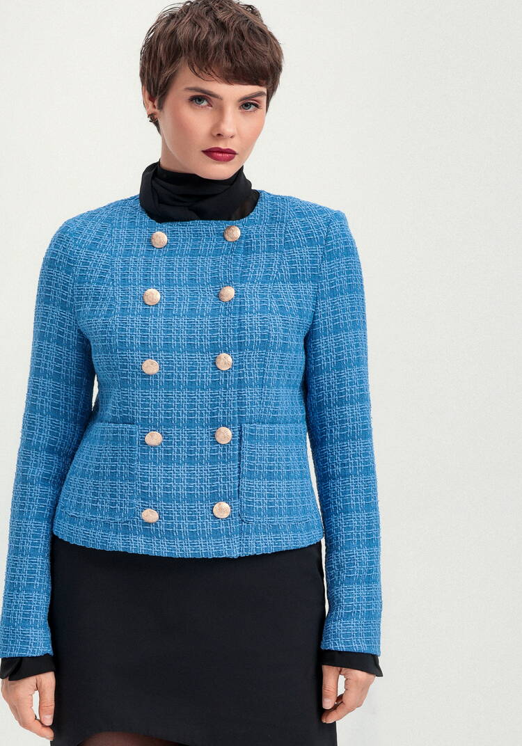 Пиджак двубортный твидовый шир.  750, рис. 12