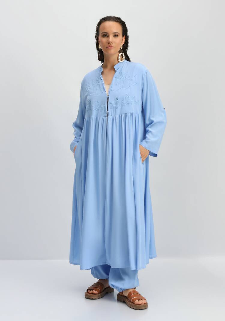 Рубашка удлиненная с вышивкой на кокетке шир.  750, рис. 9