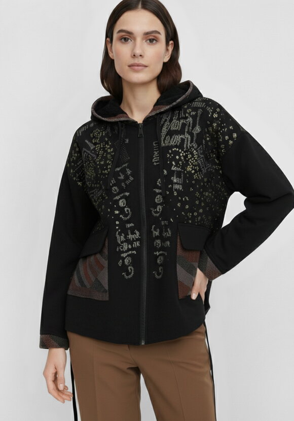 Джинсовая куртка на молнии со стразами шир.  580, рис. 1