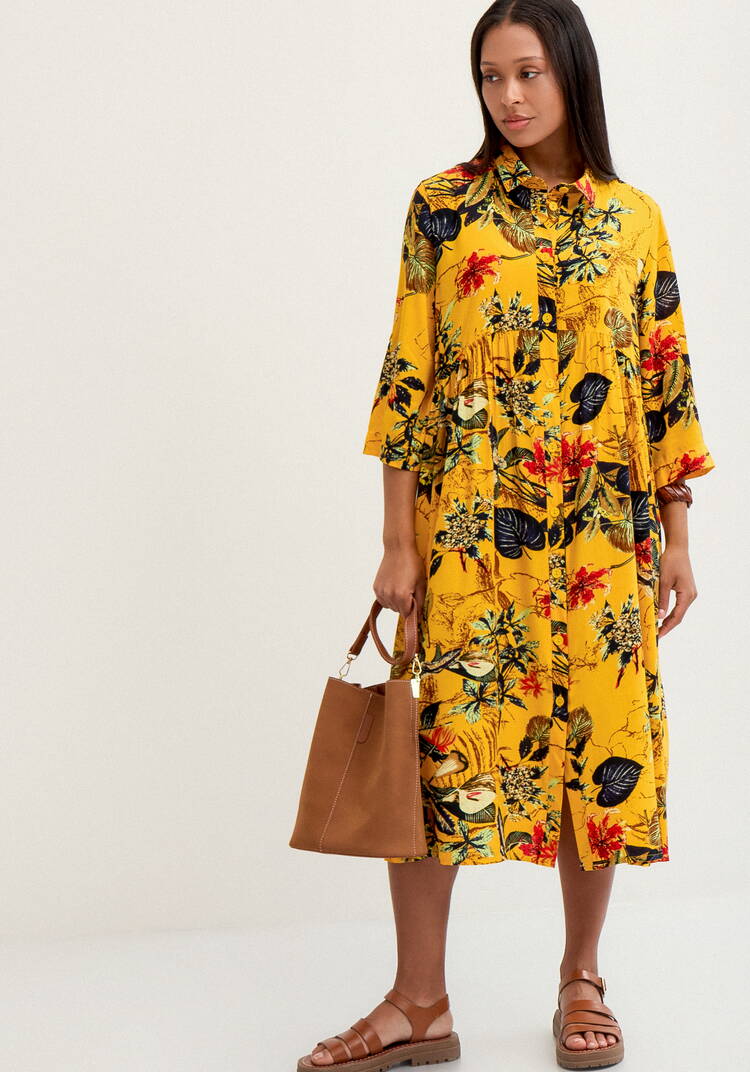 Платье рубашка с тропическим принтом шир.  750, рис. 23