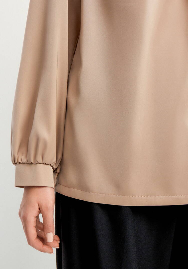 Блуза шелковая с воротником-стойкой шир.  750, рис. 5