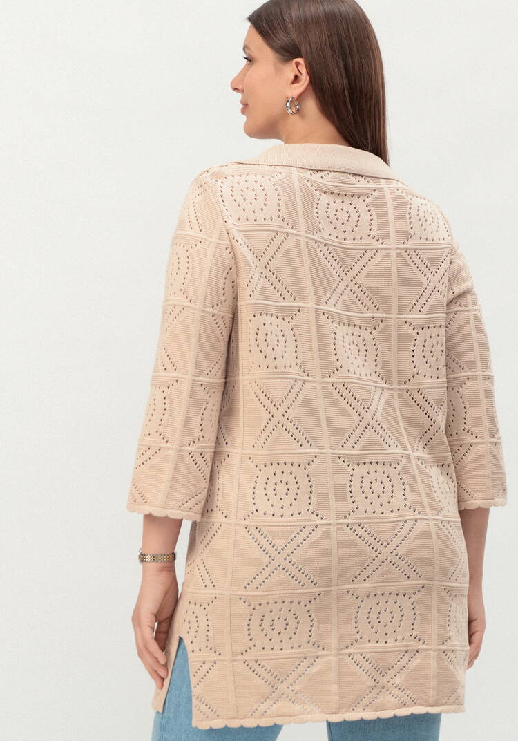 Туника с ажурным рисунком и воротником поло шир.  750, рис. 24