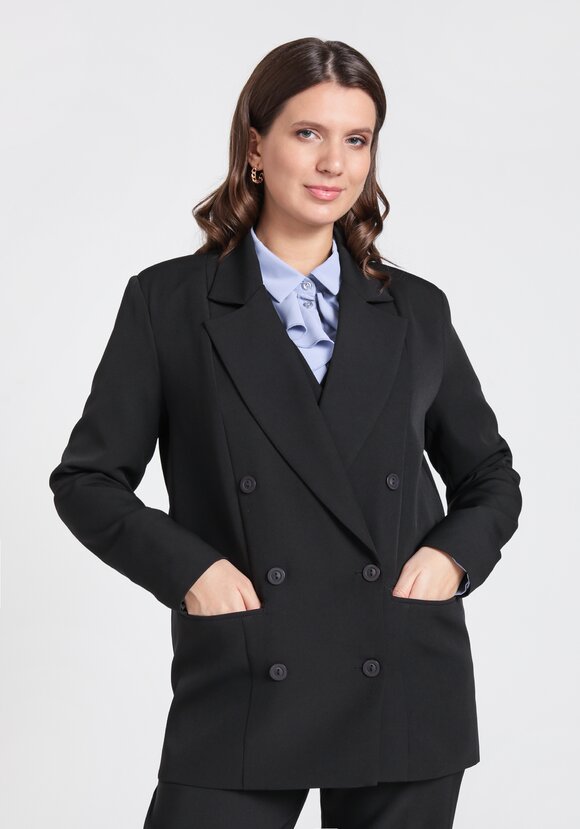 Жакет двубортный на подкладке шир.  580, рис. 23