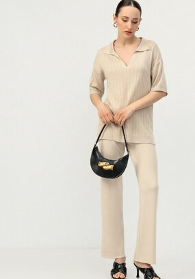 Брюки прямого кроя на широкой резинке