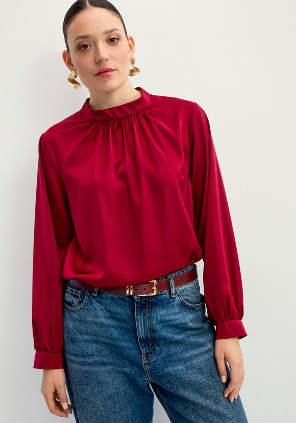 Блуза шелковая с воротником-стойкой шир.  580, рис. 8