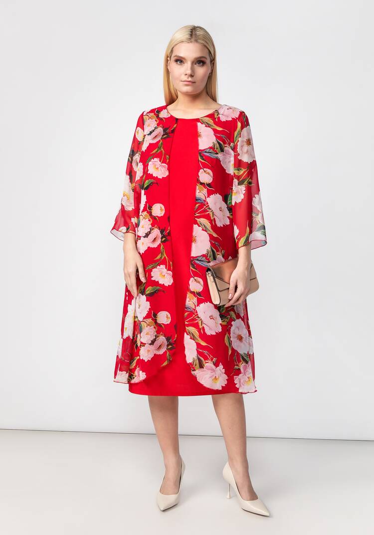 Платье трикотажное с шифоновой накидкой шир.  750, рис. 5