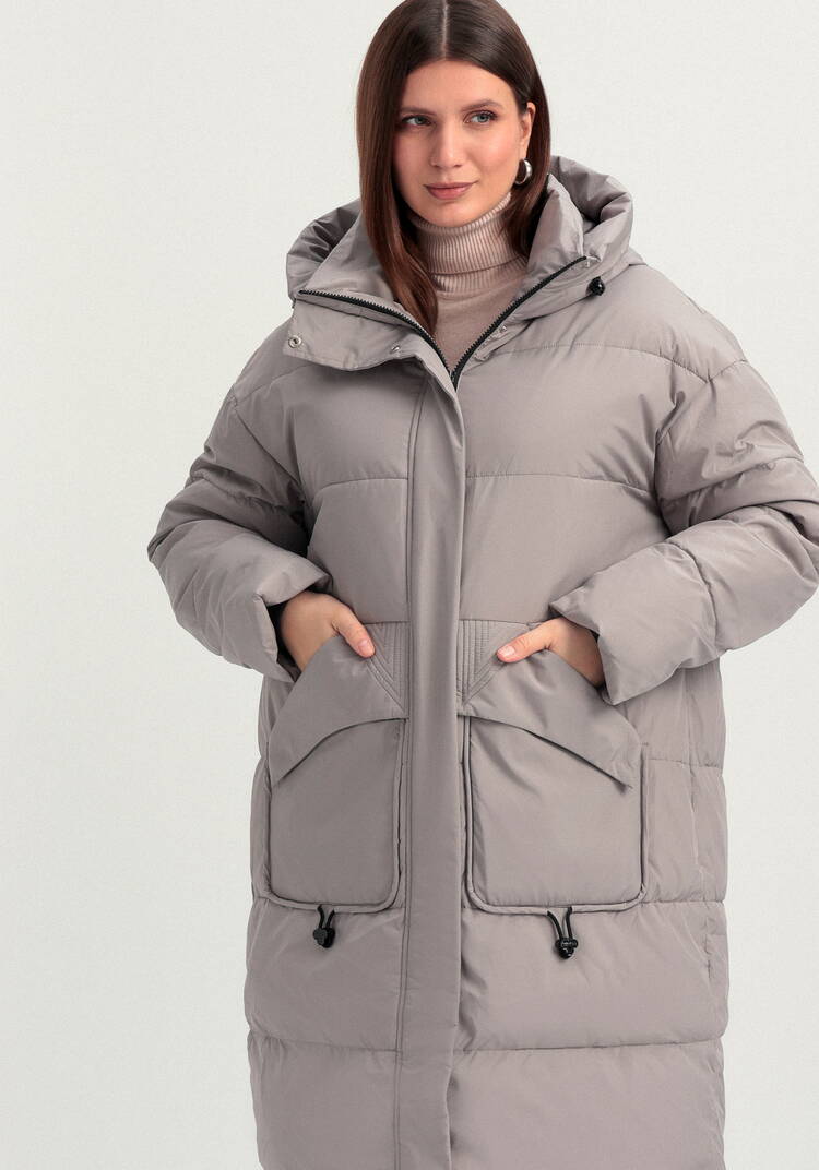 Пуховик стеганый с асимметричными карманами шир.  750, рис. 14