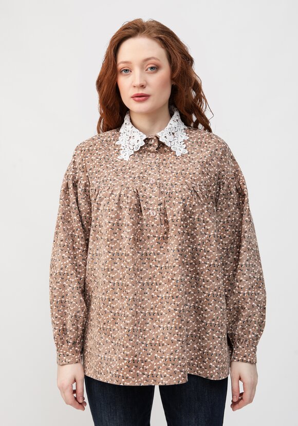 Блуза с цветочным принтом и воротником шир.  580, рис. 4