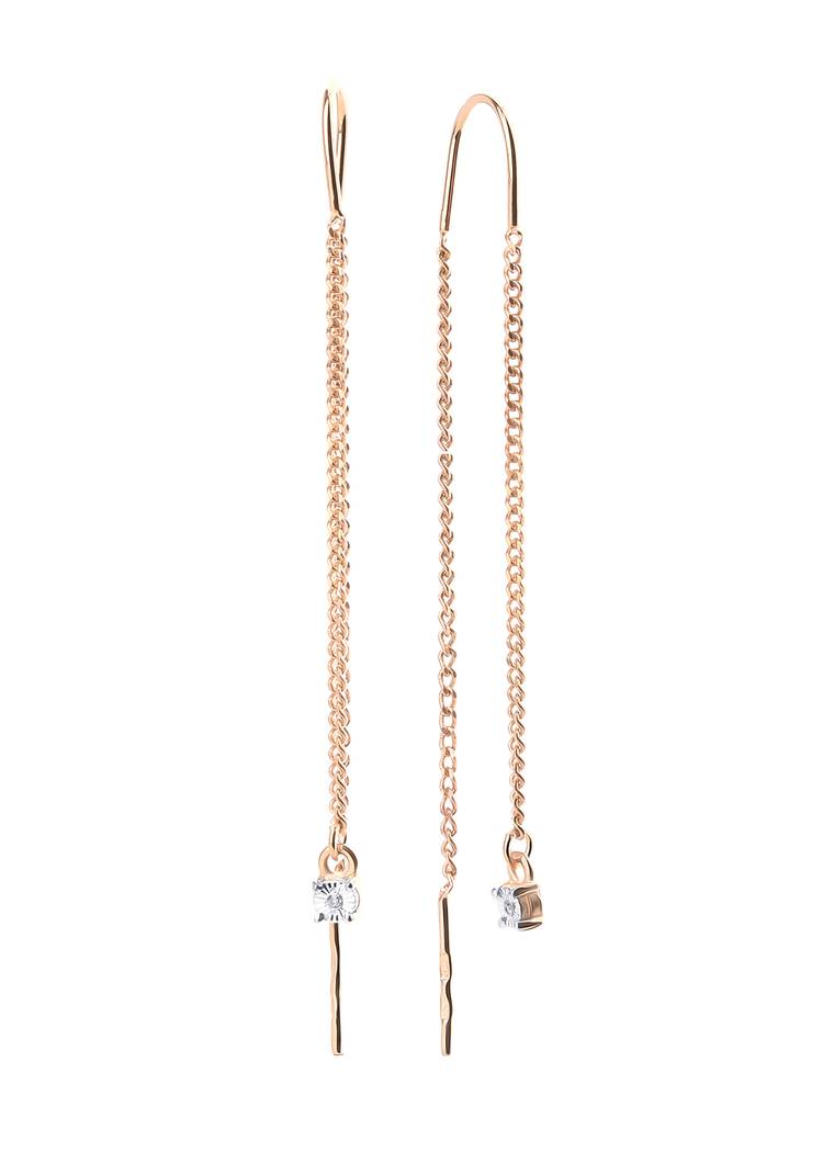 Серьги серебряные Бриллиантовое соло шир.  750, рис. 4