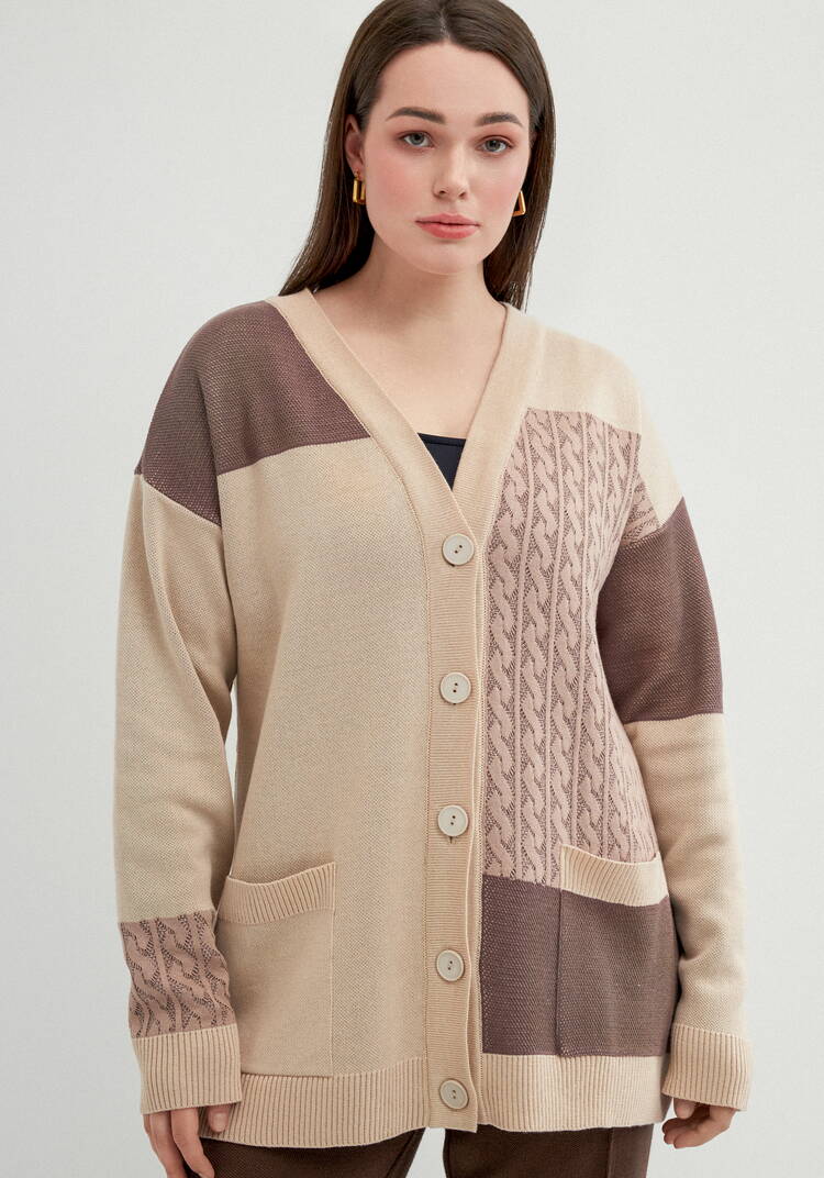 Кардиган с разноцветными вставками шир.  750, рис. 4