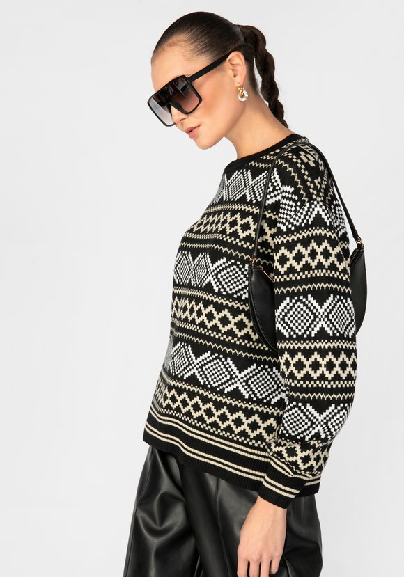 Джемпер женский с жаккардовыми полосами шир.  580, рис. 2