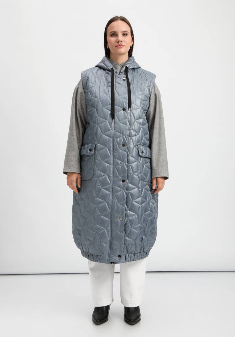 Жилет оверсайз удлинённый с капюшоном шир.  750, рис. 4