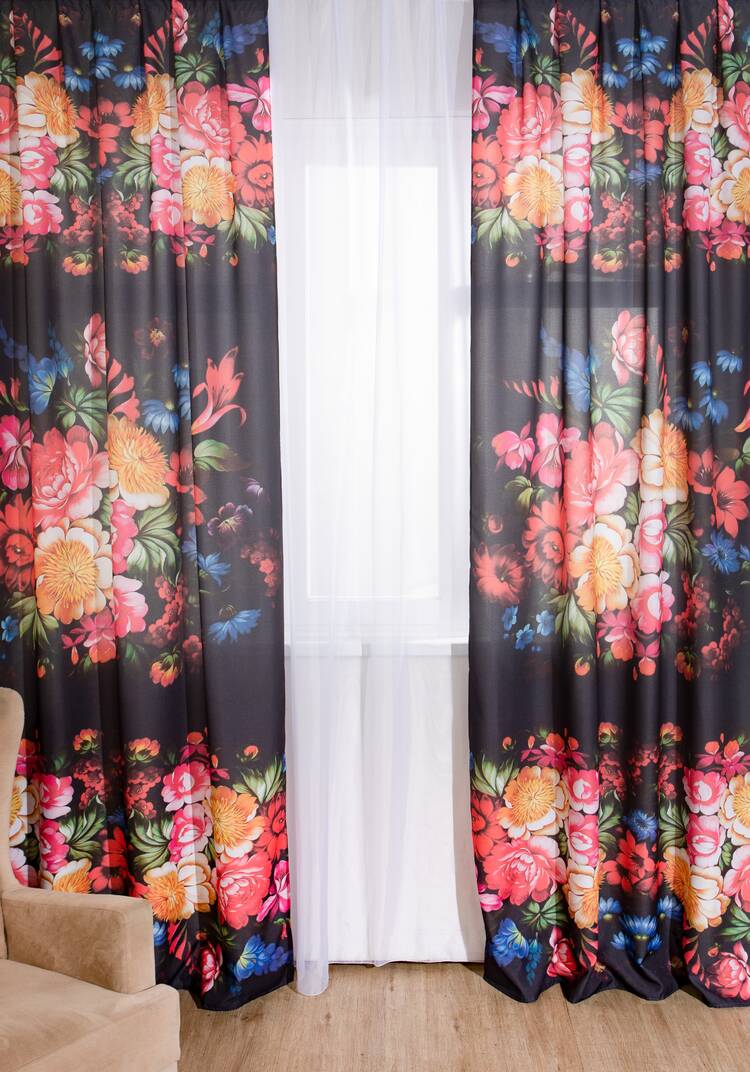 Фотошторы Цветочный мотив + тюль в подарок шир.  750, рис. 6