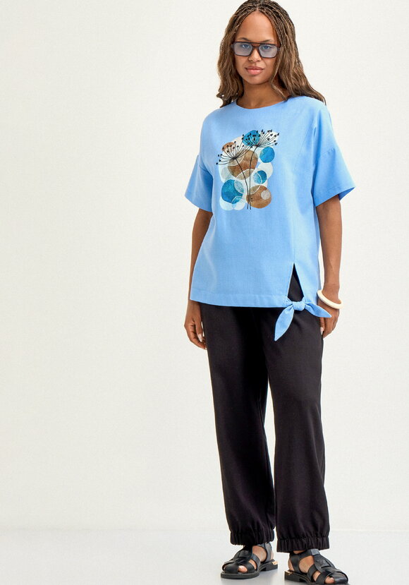 Блуза с принтом изо льна шир.  580, рис. 7