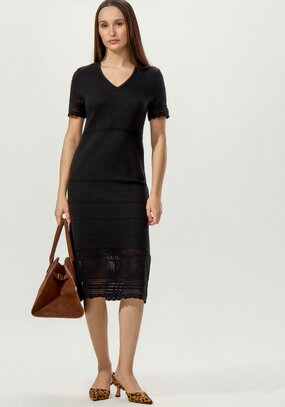 Платье прямого кроя с ажурным краем