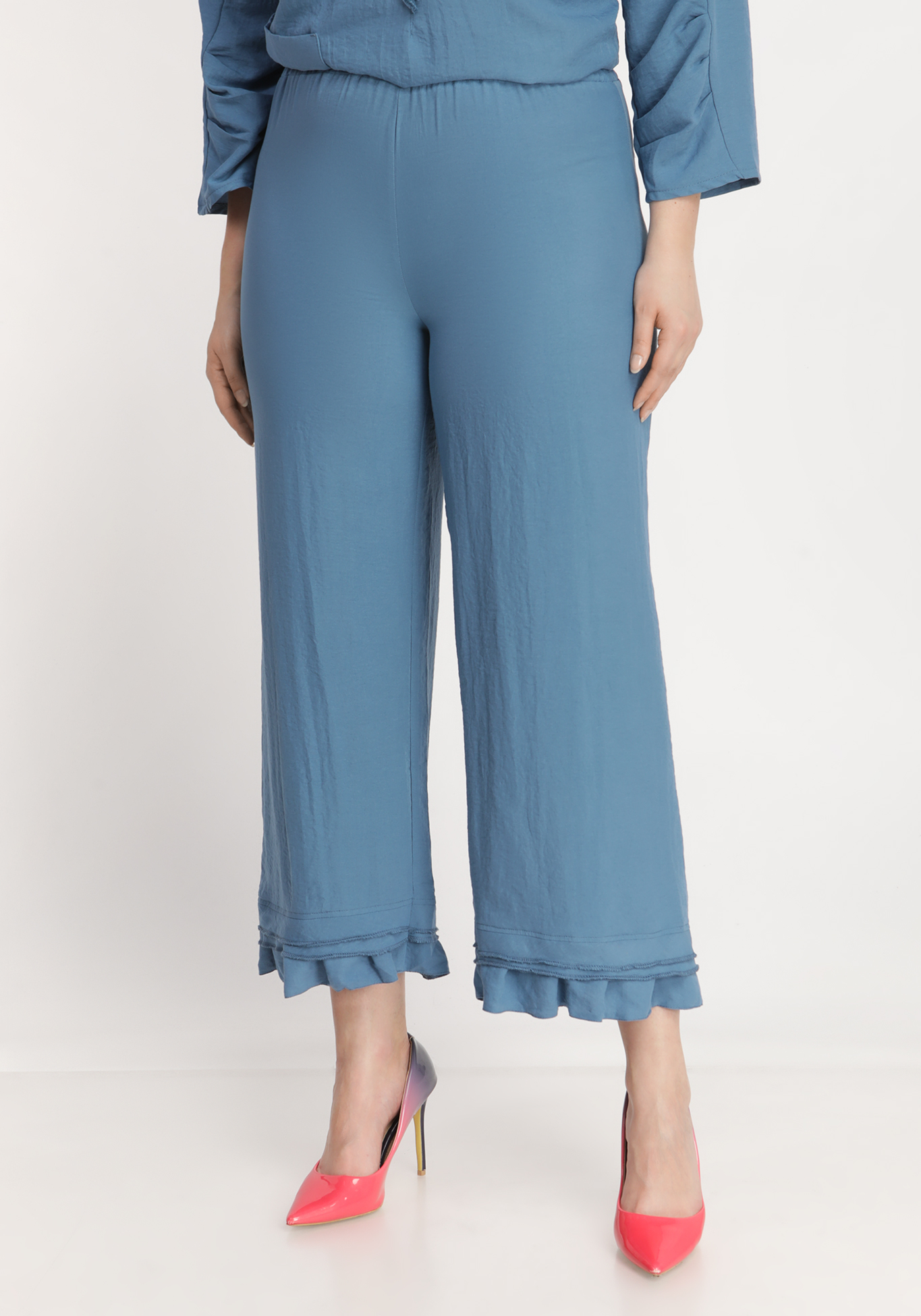 Костюм-двойка: удлиненная блуза и брюки, размер 50, цвет индиго - фото 5