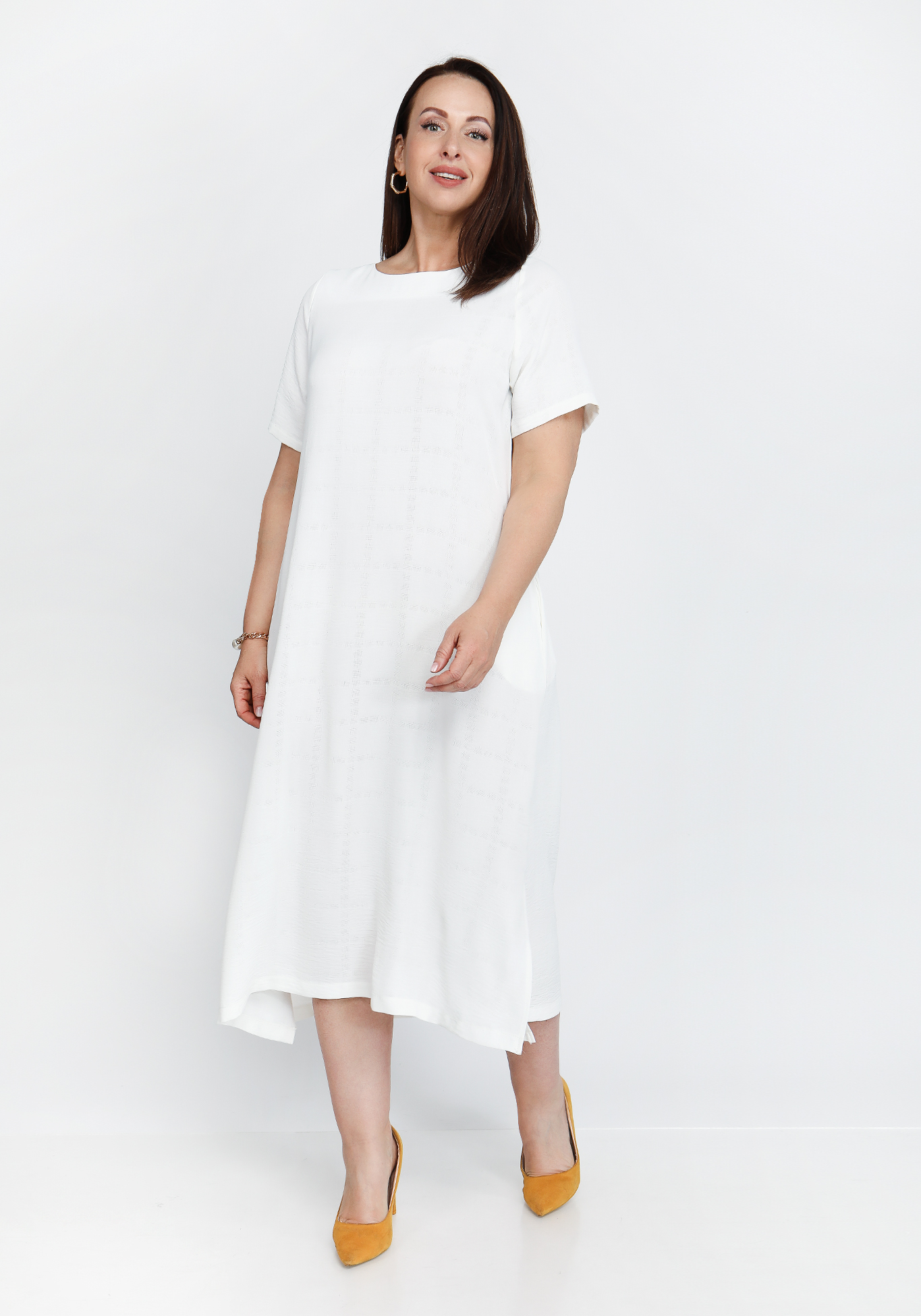 Платье с коротким рукавом миди Alex Voice Collection, размер 50, цвет белый - фото 5