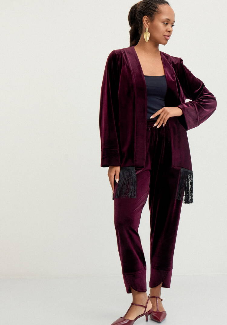 Брюки бананы из бархата Нелли шир.  750, рис. 1