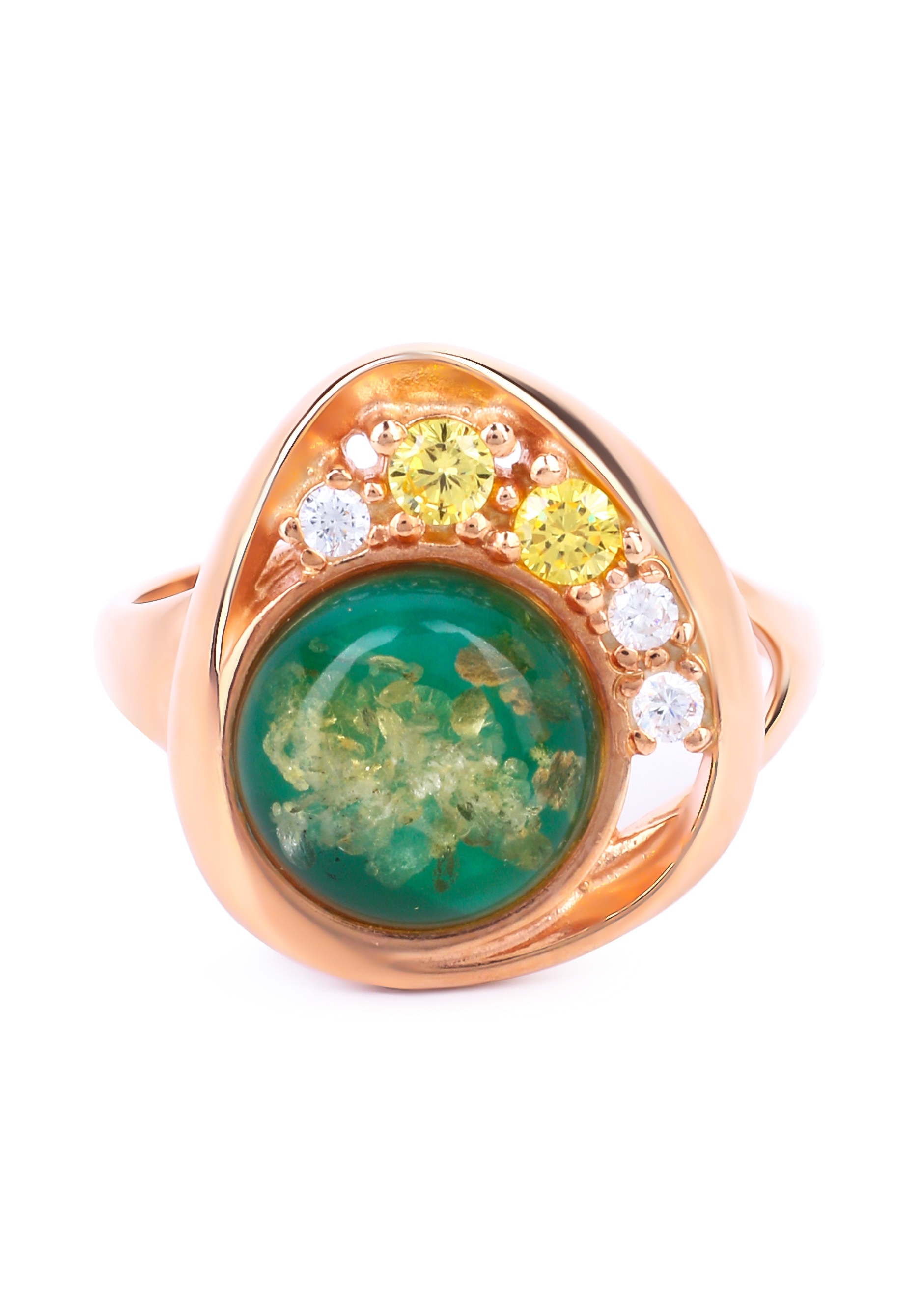 Кольцо  серебряное "Фантазия" Бриллианит Натюр, размер 17, цвет медовый перстень - фото 4