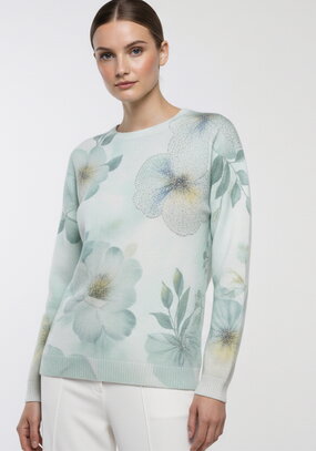 Блуза трикотажная с принтом в стразах