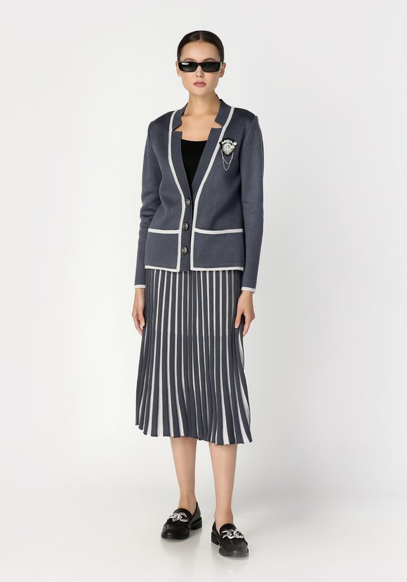 Юбка женская с контрастным плиссе шир.  580, рис. 4