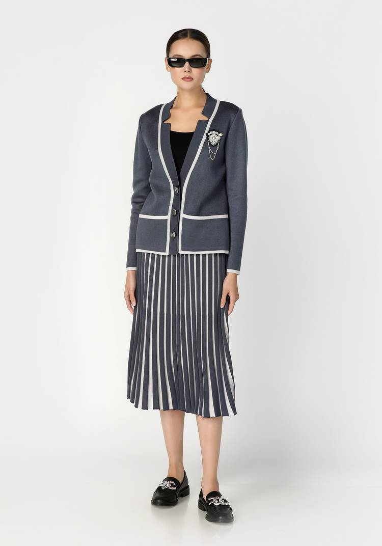 Юбка женская с контрастным плиссе шир.  750, рис. 4