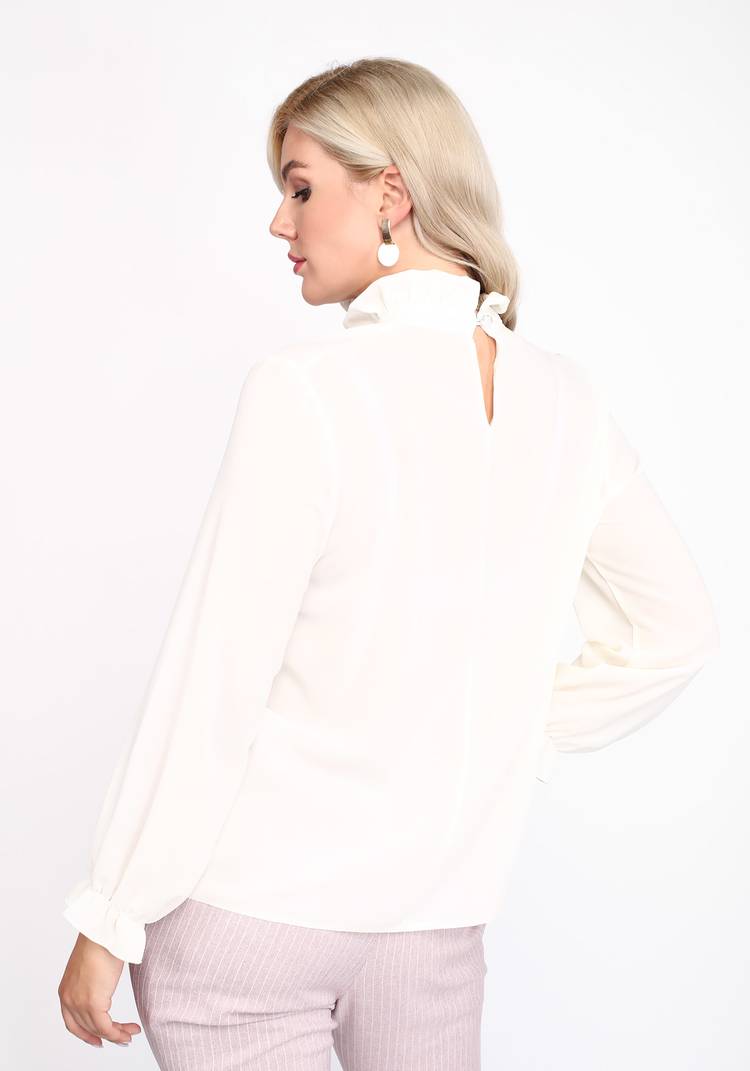 Блуза однотонная с застежкой на пуговицу шир.  750, рис. 6