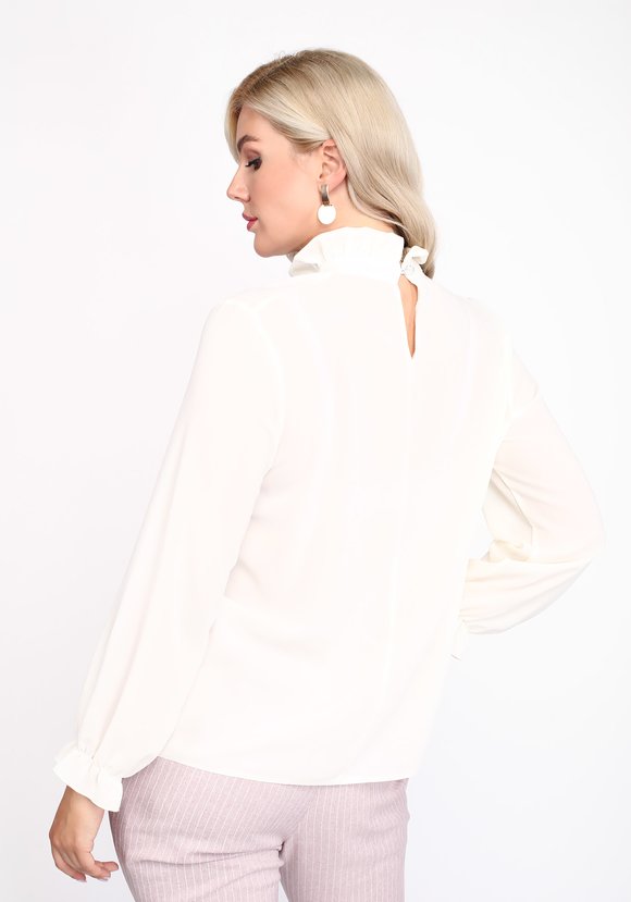 Блуза однотонная с застежкой на пуговицу шир.  580, рис. 6