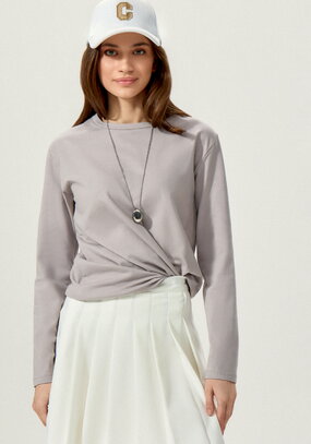 Лонгслив с круглым воротом из хлопка