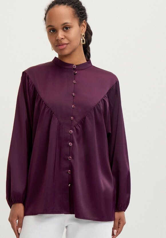 Блуза шелковая с кокеткой шир.  580, рис. 12